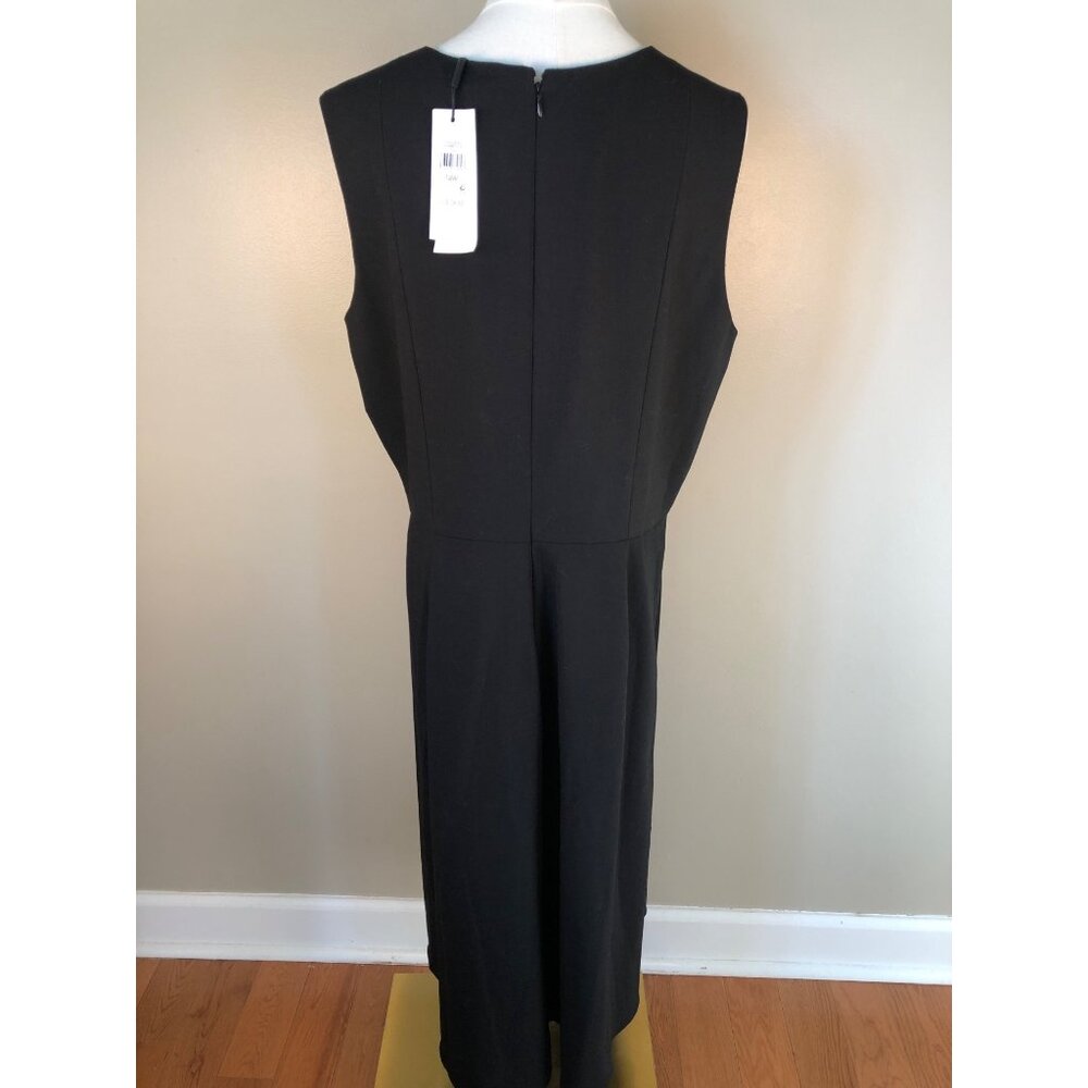 NWT Calvin Klein Sleeveless Black Sheath Dress w/Faux Suede Waist & Buckle 14W - Picture 3 of 11
